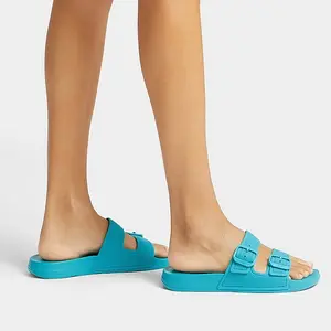 Womens FitFlop iQUSHION Two-Bar Buckle Slides